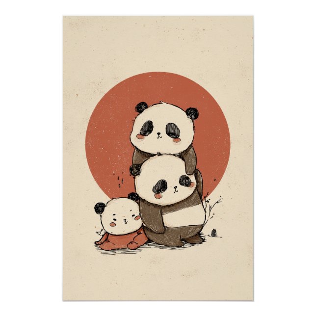 Cute Pandas Design Poster (Front)