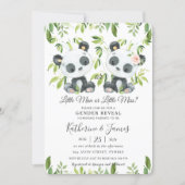 Cute Pandas Greenery Gender Reveal Baby Shower   Invitation (Front)