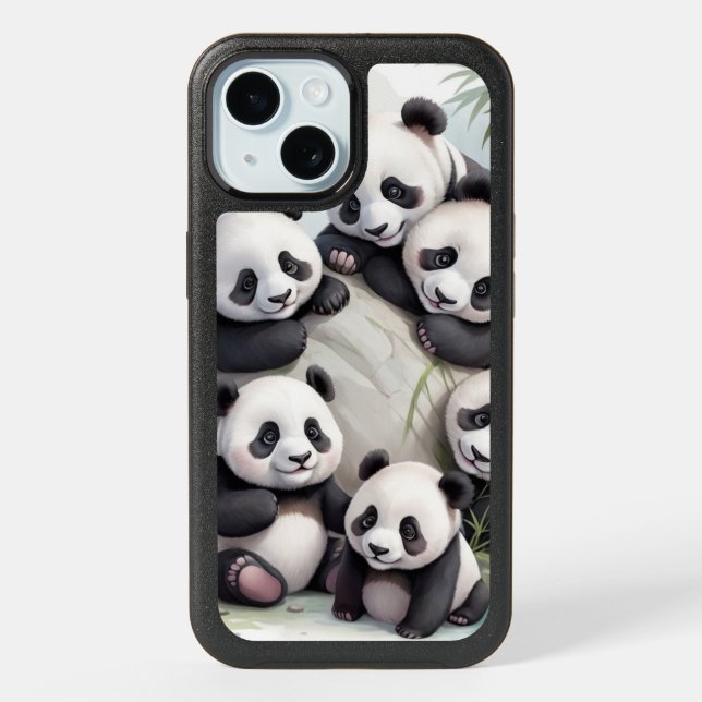 Cute Pandas Group Photo iPhone 15 Case (Back)