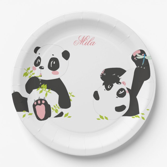 Cute pandas   paper plates (Front)