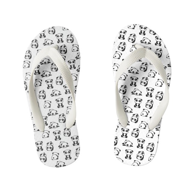 Cute Pandas Pattern   Kid's Flip Flops (Footbed)