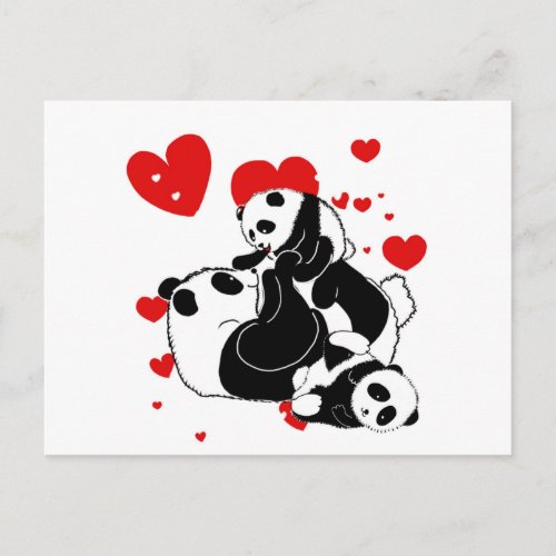 Cute Pandas playing family Postcard