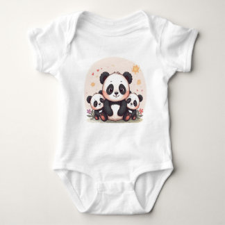 Cute Pandas T-shirt with family Baby Bodysuit
