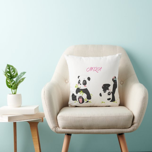 Cute pandas throw pillow (Chair)