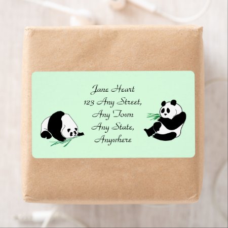 Cute Pandas With Bamboo Shoots Labels