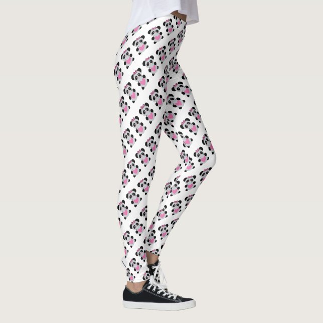 Cute Pandas with Pink Hearts Leggings (Right)