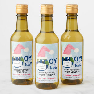 Cute Pandemic OY to the World Holiday Mini Wine Label