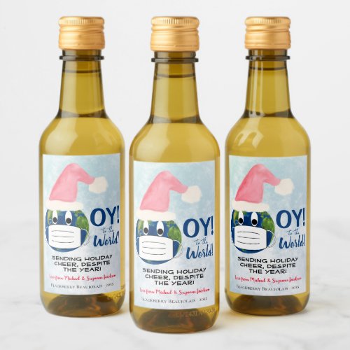 Cute Pandemic OY to the World Holiday Mini Wine Label