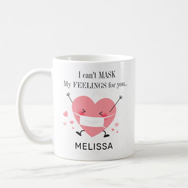 Cute Pandemic Valentine's Day Personalize Name Coffee Mug (Left)