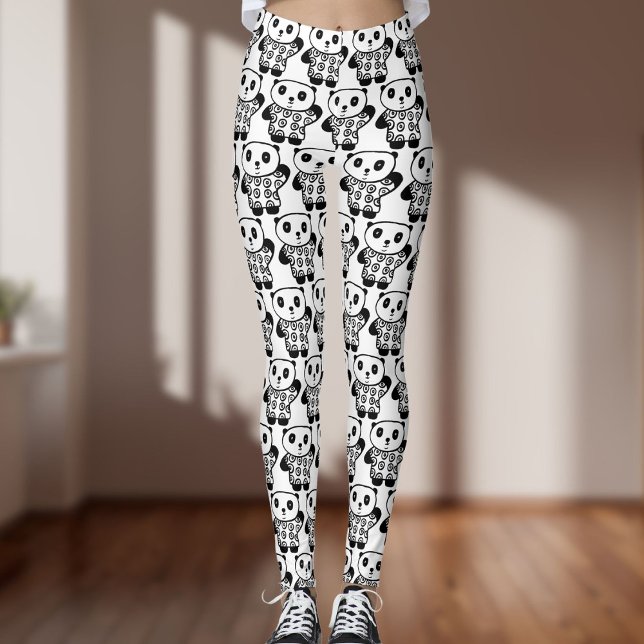 Cute Pandy the Panda Black And White Leggings (Cute Pandy the Panda Black And White Leggings)