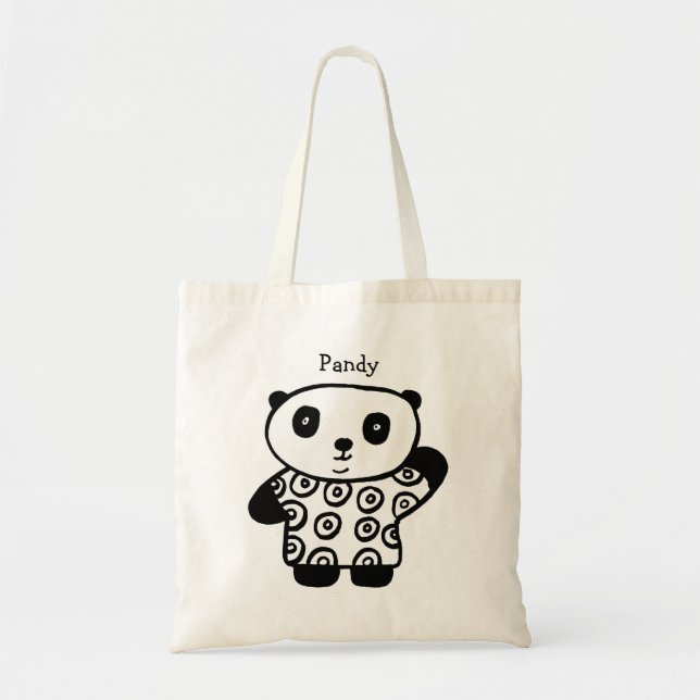 Cute Pandy the Panda Personalized Name Tote Bag (Front)