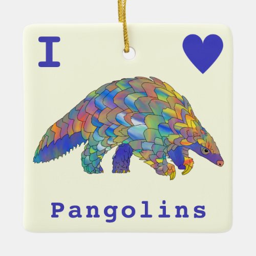 Cute Pangolin Colorful heart Ceramic Ornament