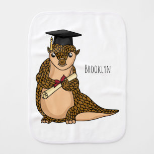 Cute pangolin graduating cartoon baby burp cloth