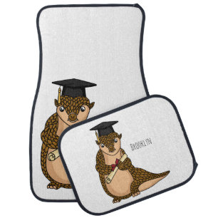 Cute pangolin graduating cartoon car floor mat
