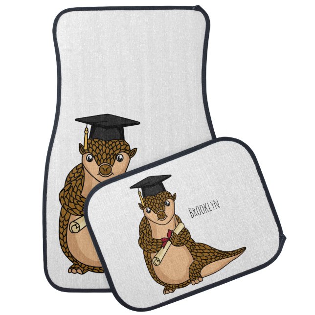 Cute pangolin graduating cartoon car floor mat (Set)
