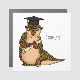 Cute pangolin graduating cartoon car magnet