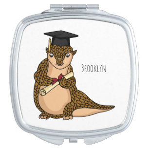 Cute pangolin graduating cartoon compact mirror