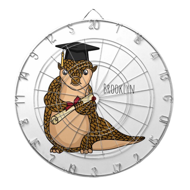 Cute pangolin graduating cartoon  dart board (Front)