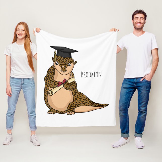 Cute pangolin graduating cartoon  fleece blanket (In Situ)