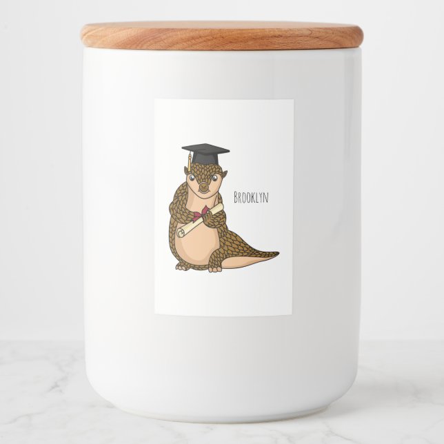 Cute pangolin graduating cartoon food label (Front)