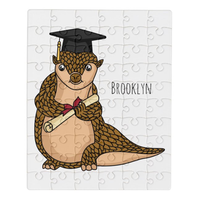 Cute pangolin graduating cartoon jigsaw puzzle (Puzzle Vertical)