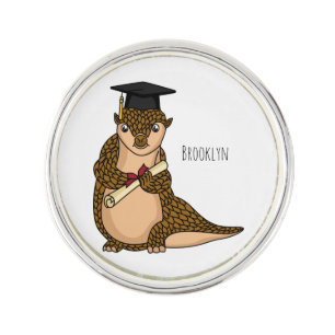 Cute pangolin graduating cartoon  lapel pin