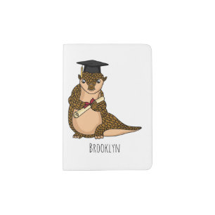 Cute pangolin graduating cartoon passport holder