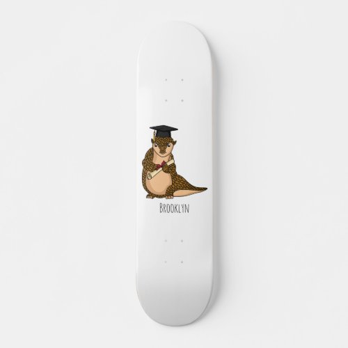 Cute pangolin graduating cartoon  skateboard