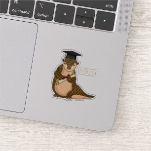 Cute pangolin graduating cartoon sticker