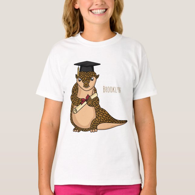 Cute pangolin graduating cartoon T-Shirt (Front)