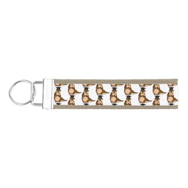 Cute pangolin graduating cartoon wrist keychain (Keys on Left)