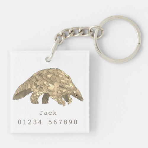 Cute Pangolin illustration personalized  Keychain