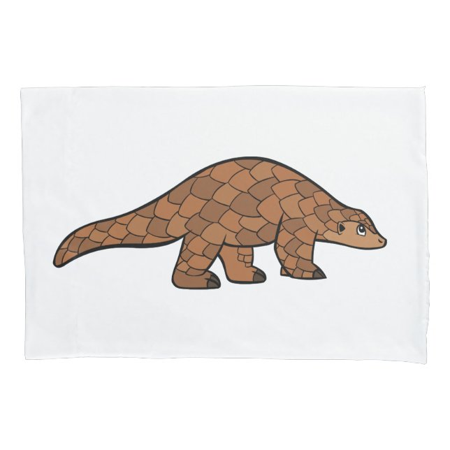 Cute Pangolin on white Pillow Case (Front)