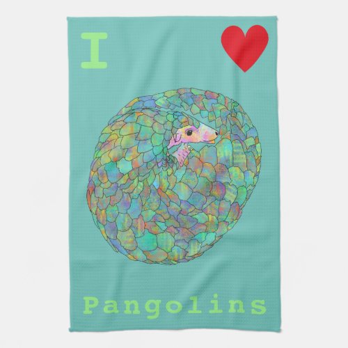Cute Pangolin Rare Endangered trafficked Animal Kitchen Towel