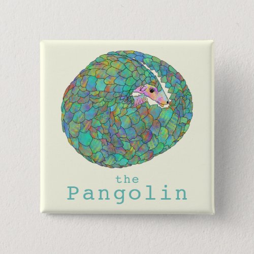 Cute Pangolin rolled up Button