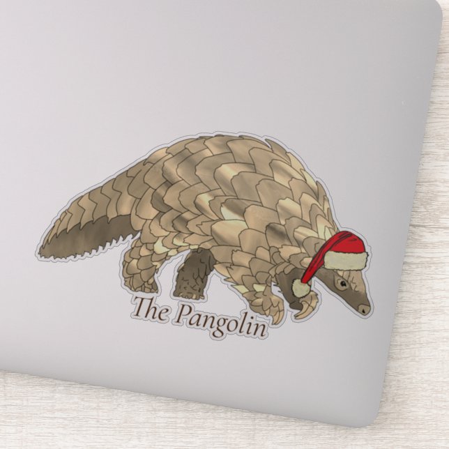 Cute Pangolin Santa Endangered Species Christmas  Sticker (Detail)