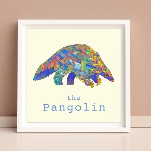 Cute Pangolin Watercolor Colorful Animal Art Poster