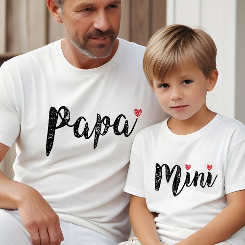 Cute Papa And Mini Fun Script And Heart Tri_Blend Shirt