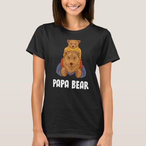 Cute Papa Bear  Father Kids Daughter Son Papa Bear T_Shirt