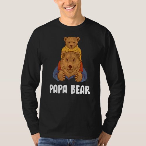 Cute Papa Bear  Father Kids Daughter Son Papa Bear T_Shirt