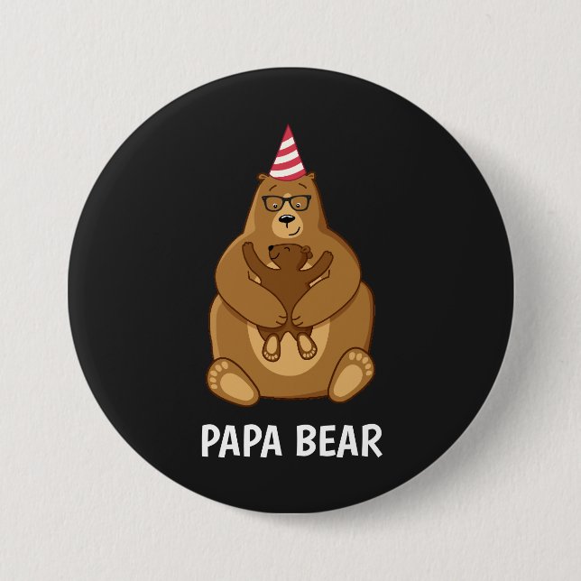 Cute Papa Bear Fathers Day Gift Specialty Mug Button (Front)