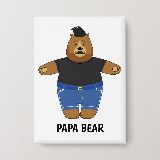 Cute Papa Bear Fathers Day Gift Specialty Mug Button (Front)