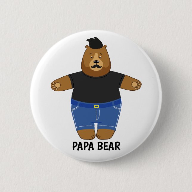Cute Papa Bear Fathers Day Gift Specialty Mug Button (Front)