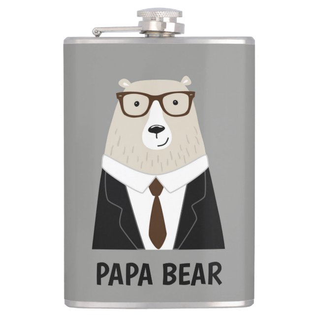 Cute Papa Bear Fathers Day Gift Specialty Mug Flask (Front)