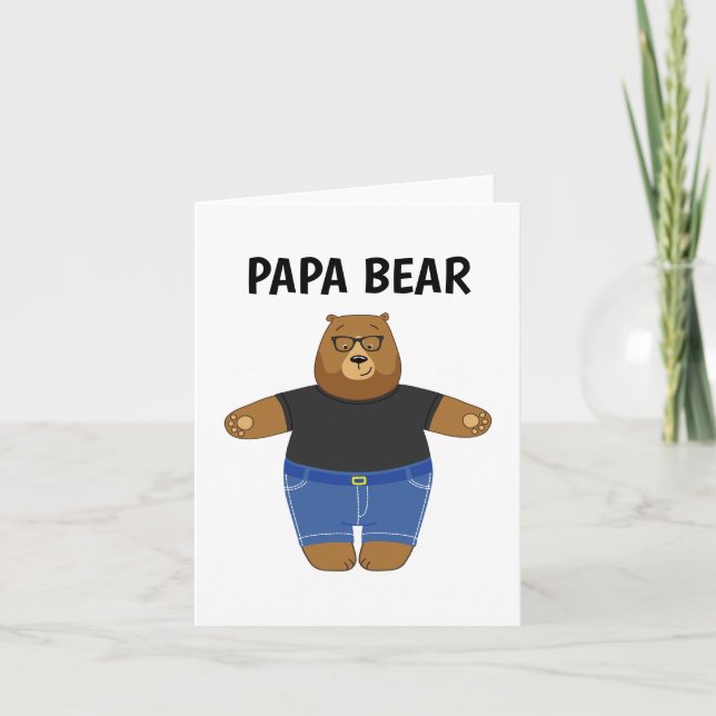 Cute Papa Bear Fathers Day Gift Specialty Mug Note Card (Front)