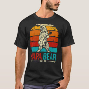 Cute Papa Bear Retro Vintage Father's Day Dad Guit T-Shirt