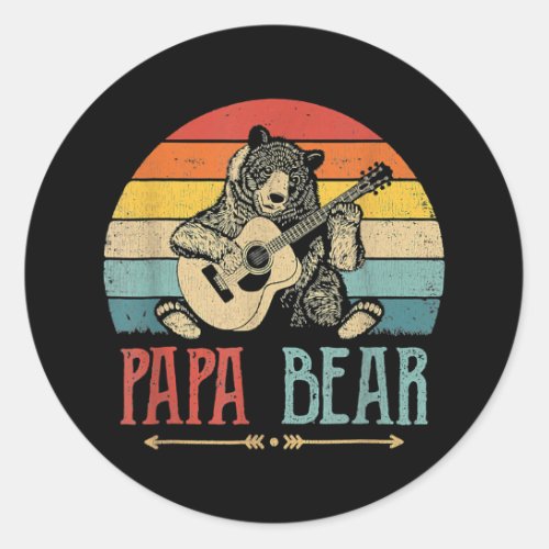 Cute Papa Bear Vintage Fathers Day Retro Dad Classic Round Sticker