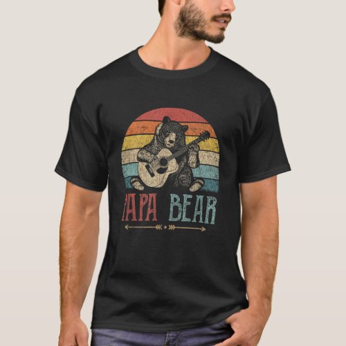 Cute Papa Bear Vintage Fathers Day Retro Dad Guit T_Shirt