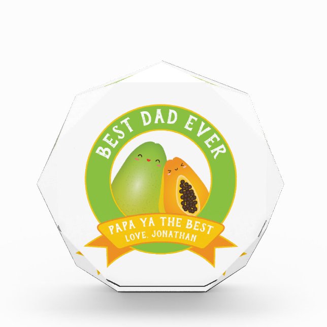 Cute Papa Ya The Best Funny Fruit Pun For Dad Acrylic Award (Front)