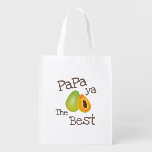 Cute Papa Ya The Best Funny Fruit Pun For Dad Grocery Bag